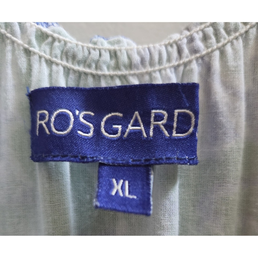 Anthropologie RO'S GARDEN XL Hilda Maxi Dress Green/White Smocked Waist Deep-V - Picture 8 of 10